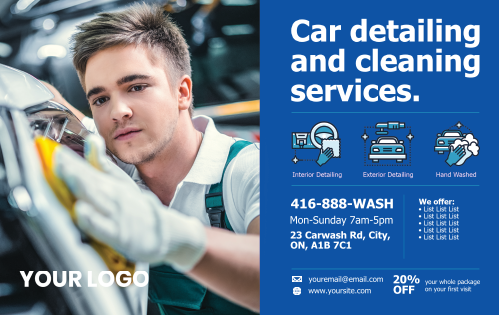 Postcard - Car Detail & Cleaning Services - Only Blue 8x5