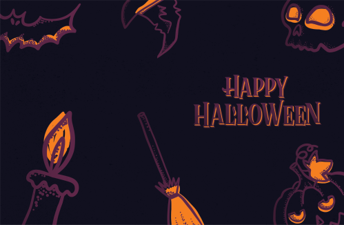 Halloween Greeting Cards - Happy Halloween - Dark Purple