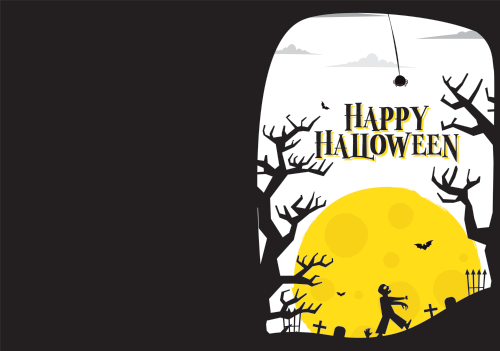 Halloween Greeting Cards - Happy Halloween - Spider and Zombie 10x7