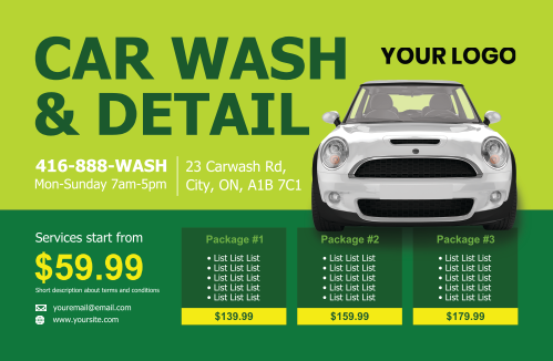 Postcard - Car Detail & Cleaning Services - Green
