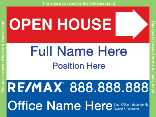 4mm Coroplast - Remax Open House Small Arrow Right