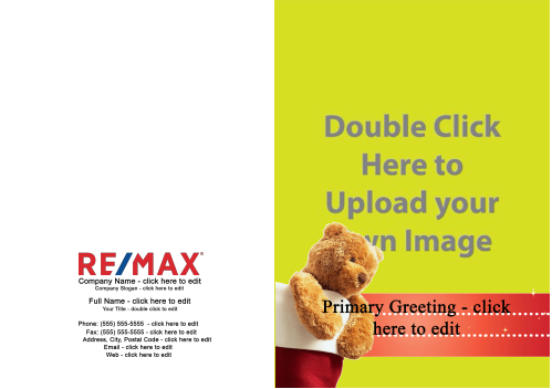 remax holiday photo card bear stocking red