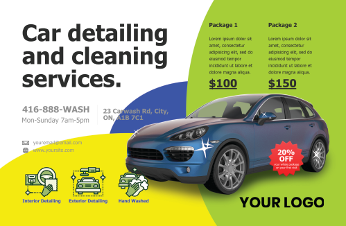 Postcard - Car Detail & Cleaning Services - Multi Color