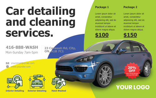 Postcard - Car Detail & Cleaning Services - Multi Color 8x5