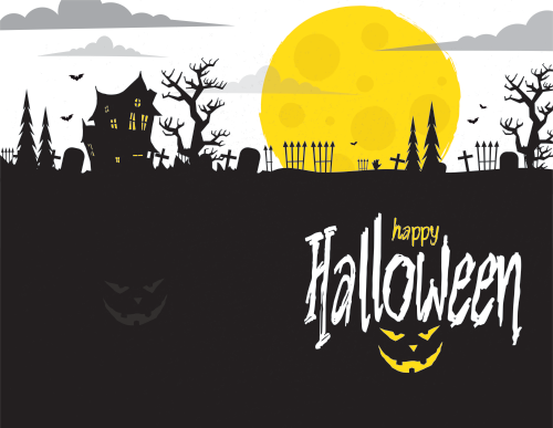 Halloween Greeting Cards - Happy Halloween - Full Moon 11x8.5