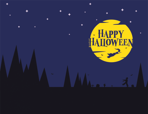 Halloween Greeting Cards - Happy Halloween - Witch in the Sky 11x8.5