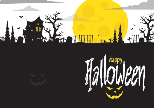 Halloween Greeting Cards - Happy Halloween - Full Moon 10x7