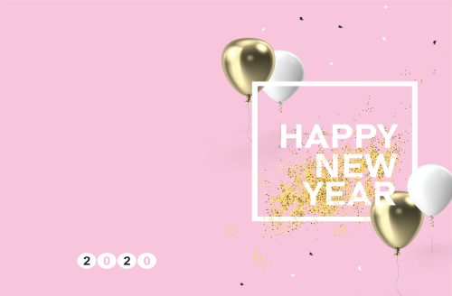 Greeting card - new year balloon pink ver. 8.5x5.5