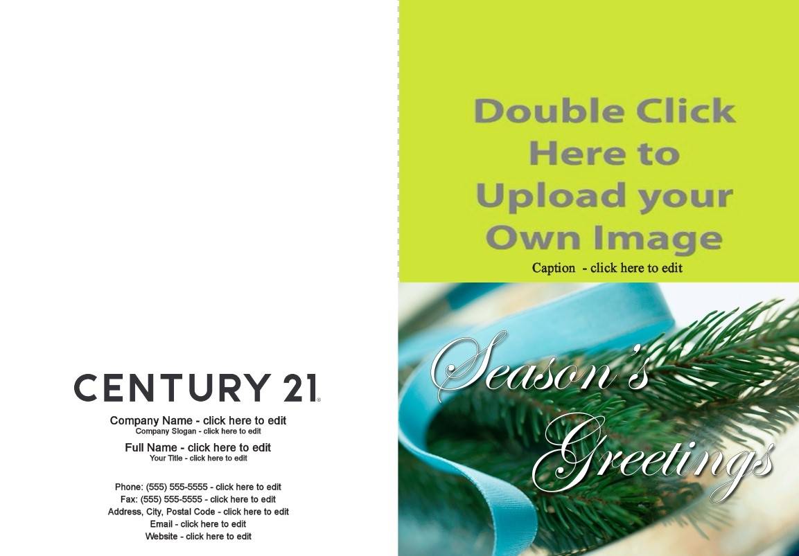 century 21 seasons greeting photo card pine tree blue ribbon