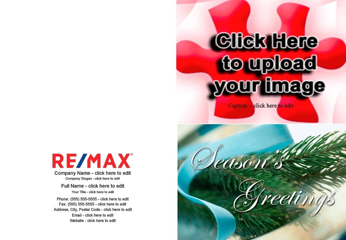 remax seasons greeting photo card pine tree blue ribbon