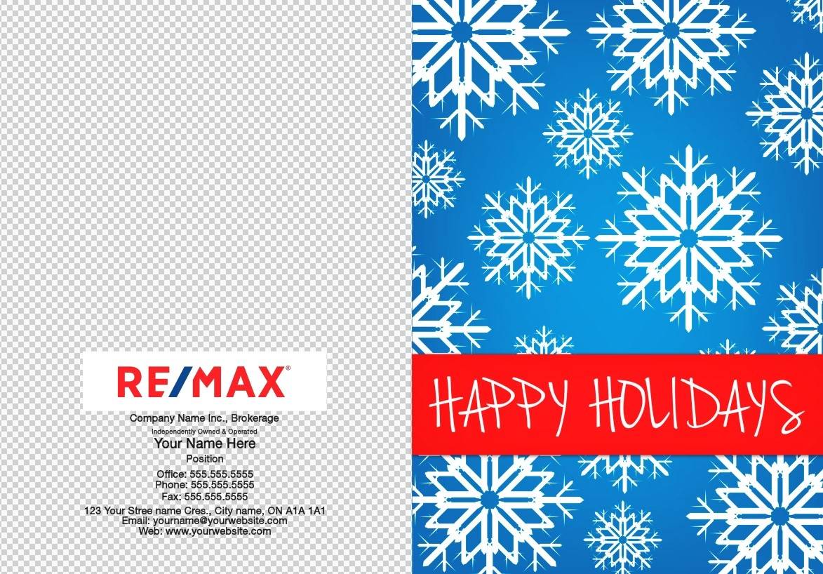 remax blue background snowflakes red greeting