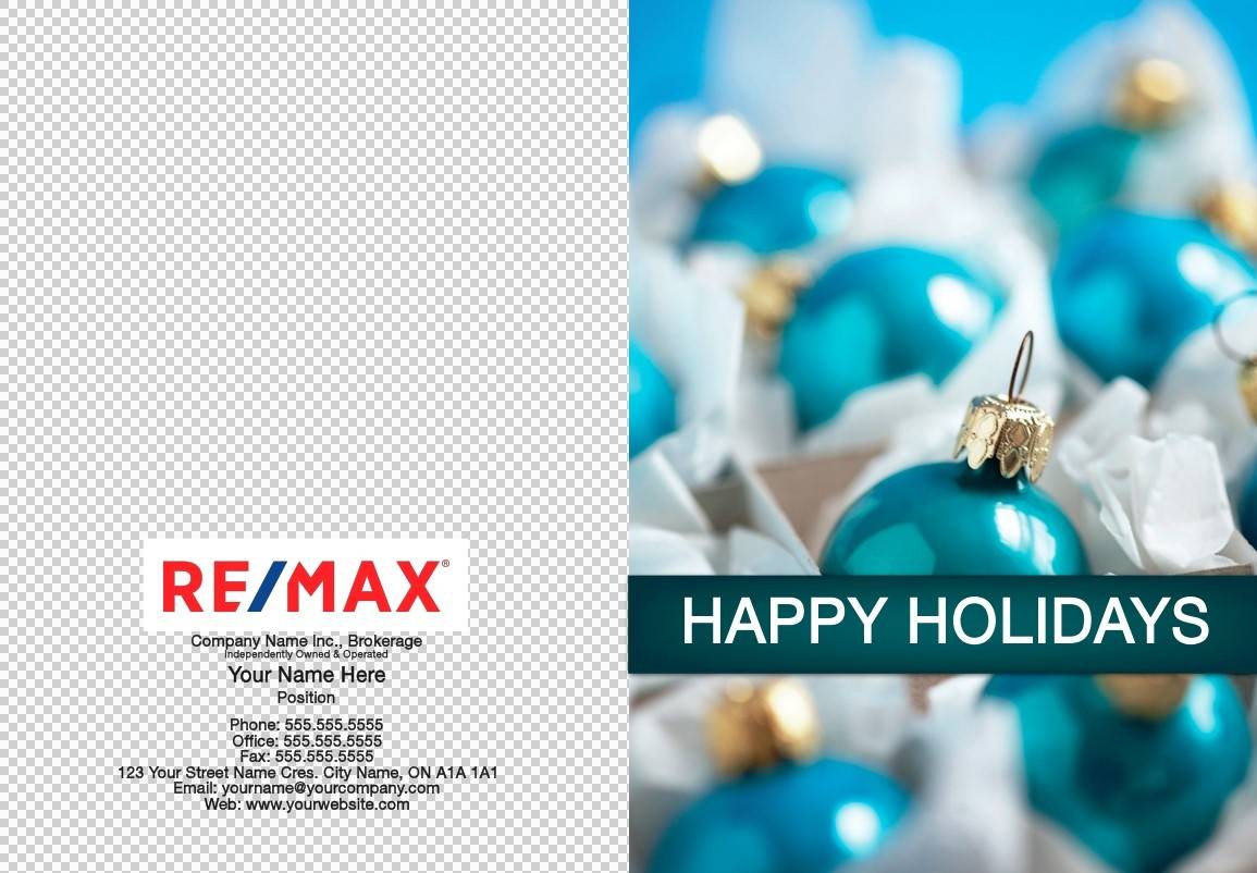 remax happy holiday blue ornament plain font