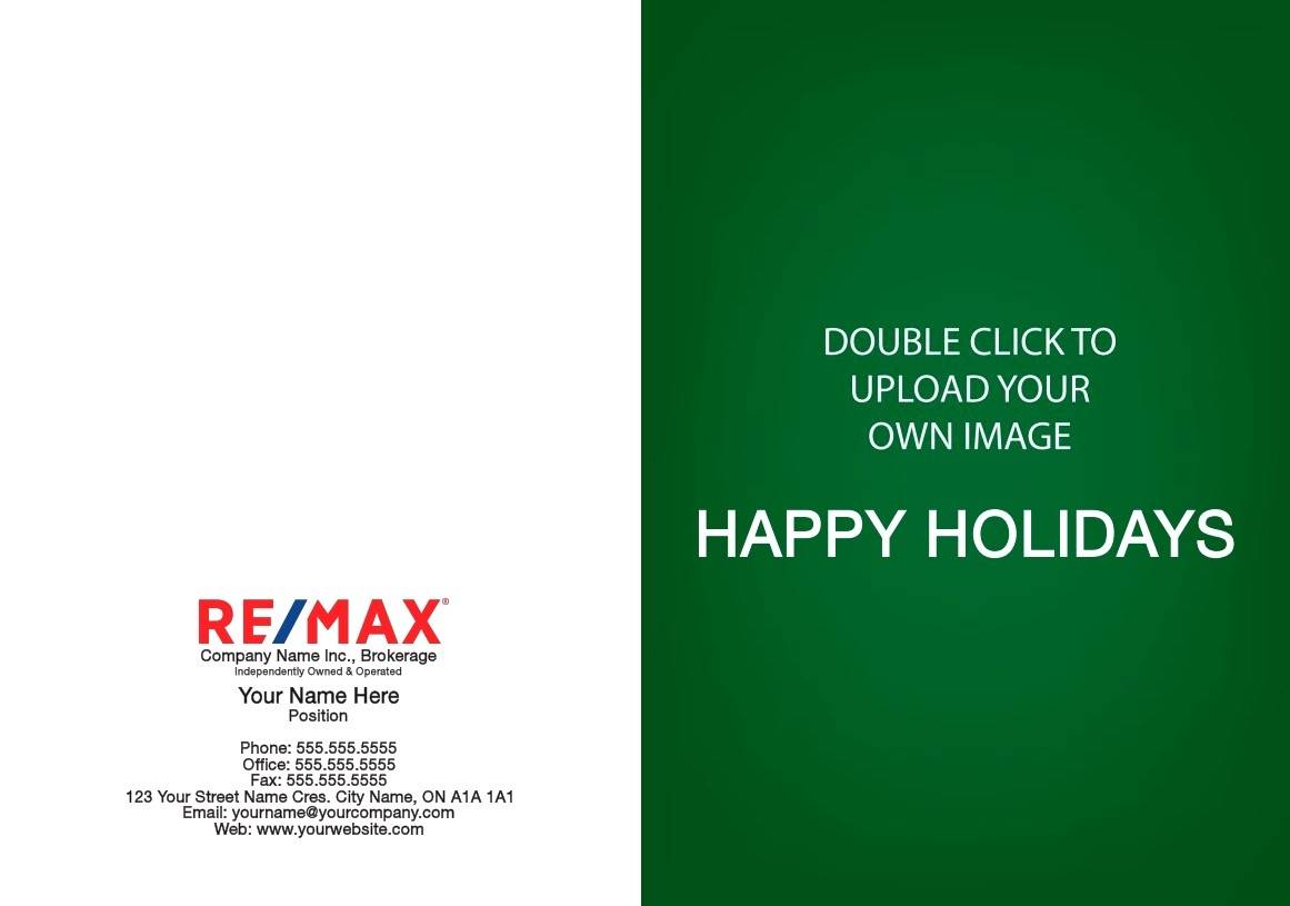 remax happy holidays full front custom photo card green