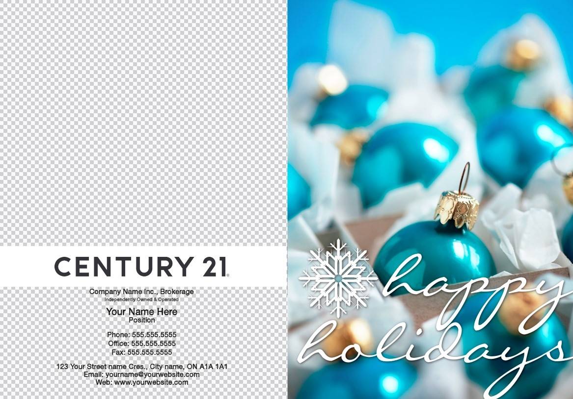 century 21 photo blue ornament balls snowflake script font