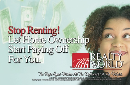 Realty World - Stop Renting Postcard - 8.5” x 5.5"