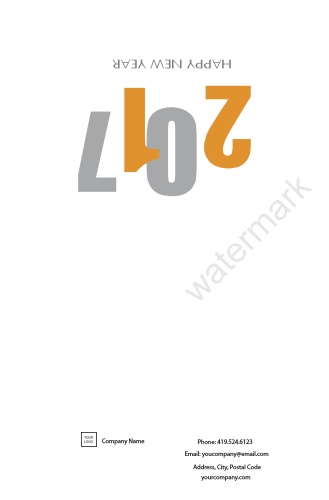 Occasion-Greeting Card-New Years-Orange and Grey