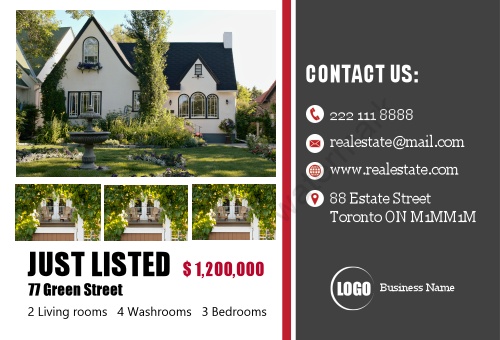 Real Estate Postcard - Red & Grey
