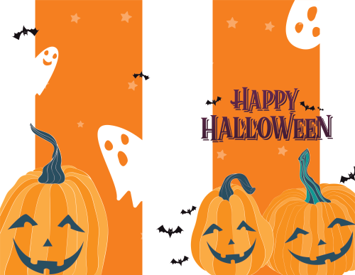 Halloween Greeting Cards - Happy Halloween - Pumpkins 11x8.5