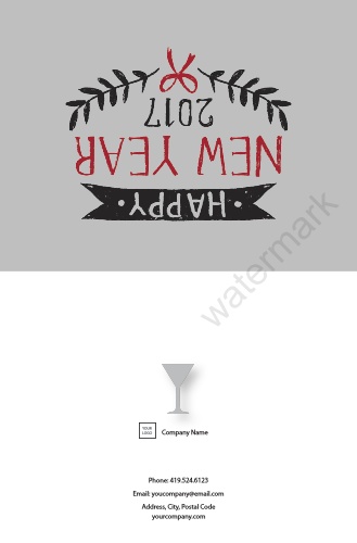 Occasion-Greeting Card-New Year-Grey and Red