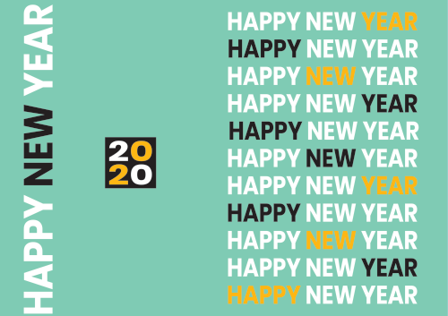 Greeting card- new year typography mint ver. - 10 x 7