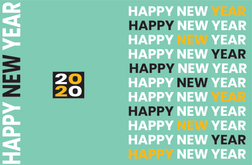 Greeting card - new year typography mint ver. 8.5x5.5