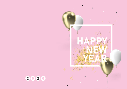 Greeting card- new year balloon pink ver. - 10 x 7
