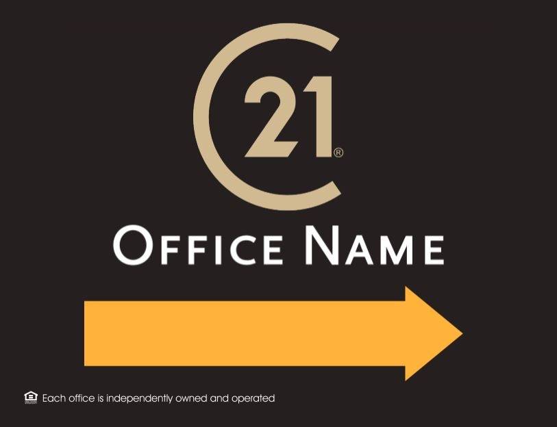 4mm Coroplast - Century 21 Black Background Office Name Arrow Right