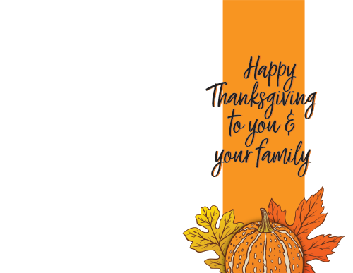 Thanksgiving - Happy Thanksgiving - Orange Line 11x8.5