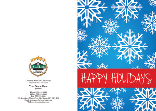 homelife blue background snowflakes red greeting