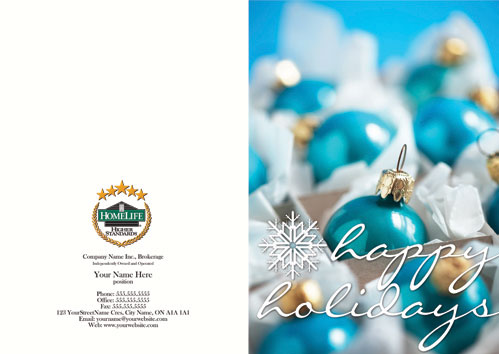 homelife photo blue ornament balls snowflake script font