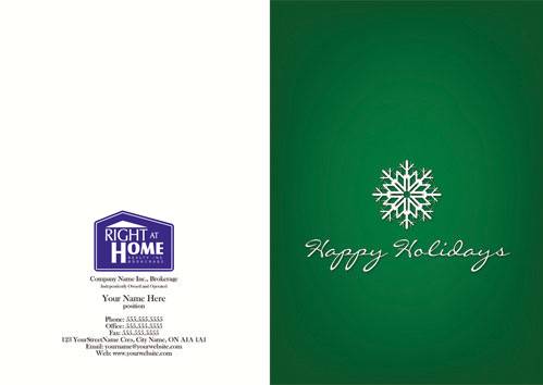 right at home happy holiday green background snowflake