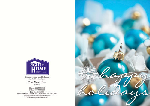 right at home photo blue ornament balls snowflake script font