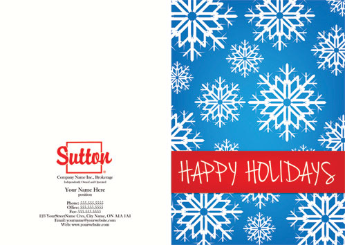 Sutton blue background snowflakes red greeting