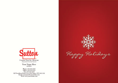 Sutton happy holiday red background snowflake