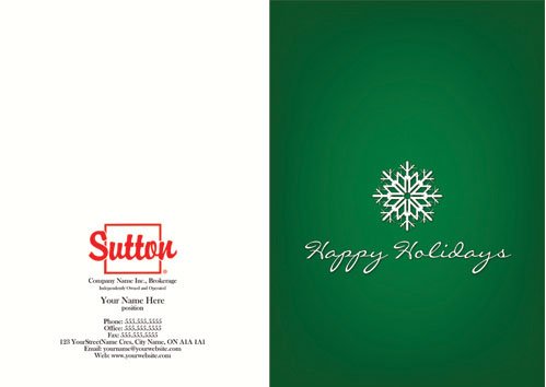 Sutton happy holiday green background snowflake