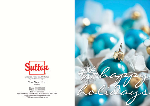 Sutton photo blue ornament balls snowflake script font