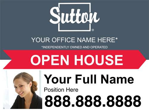 4mm Coroplast - Sutton Open House Red Arrow Right with Photo