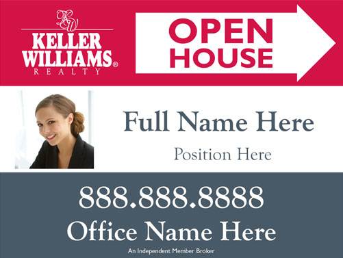 4mm Coroplast - Keller Williams Open House White Arrow Right