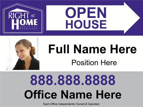 4mm Coroplast - Right At Home Open House White Arrow Right with Photo