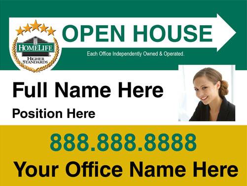 4mm Coroplast - Homelife Open House Arrow Right with Photo