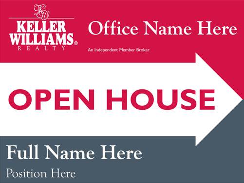 4mm Coroplast - Keller Williams Open House Center White Arrow Right