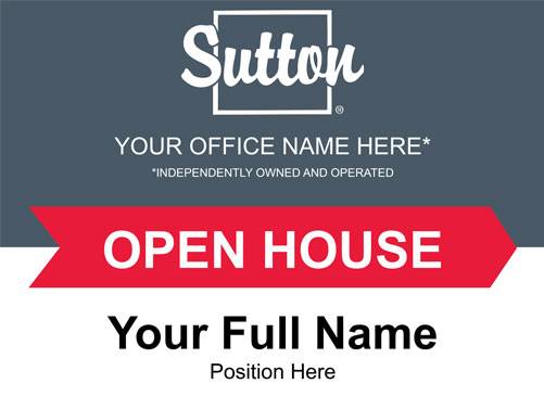 4mm Coroplast - Sutton Open House Red Arrow Right with Name
