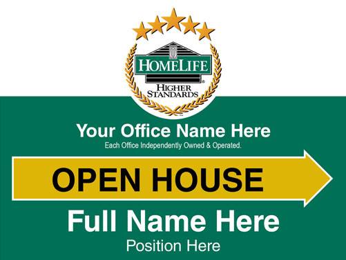 4mm Coroplast - Homelife Open House Large Yellow Arrow Right