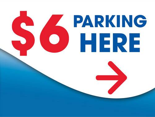 4mm Coroplast - Parking here blue arrow right