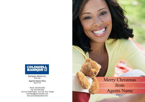coldwell banker holiday photo card bear stocking red