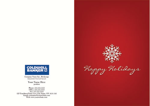 coldwell banker happy holiday red background snowflake