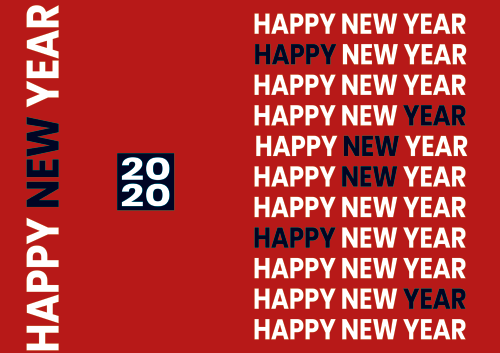 Greeting card- new year typography red ver. - 10 x 7