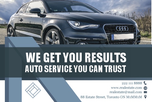 Auto Service Postcard - Blue