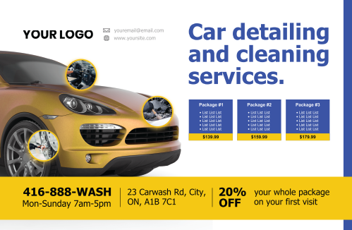 Postcard - Car Detail & Cleaning Services - Gold SUV