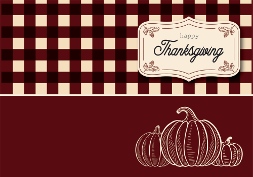 Thanksgiving - Happy Thanksgiving - Checkered 10x7